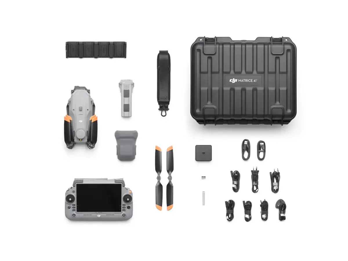 DJI Matrice 4T Lieferumfang mit Transportkoffer, Fernsteuerung DJI RC Plus, Akkus, Propellern und Kabeln